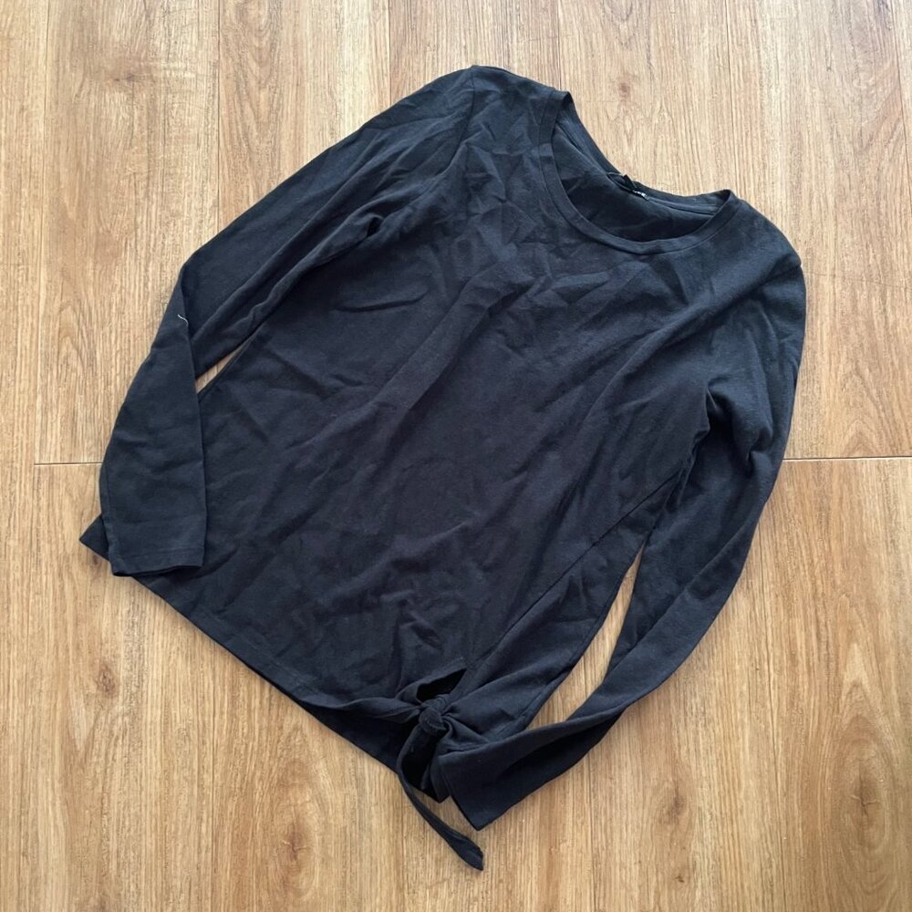 J. Crew Merchantile Long Sleeve Side Waist Tie Shirt Black Women’s Size XS